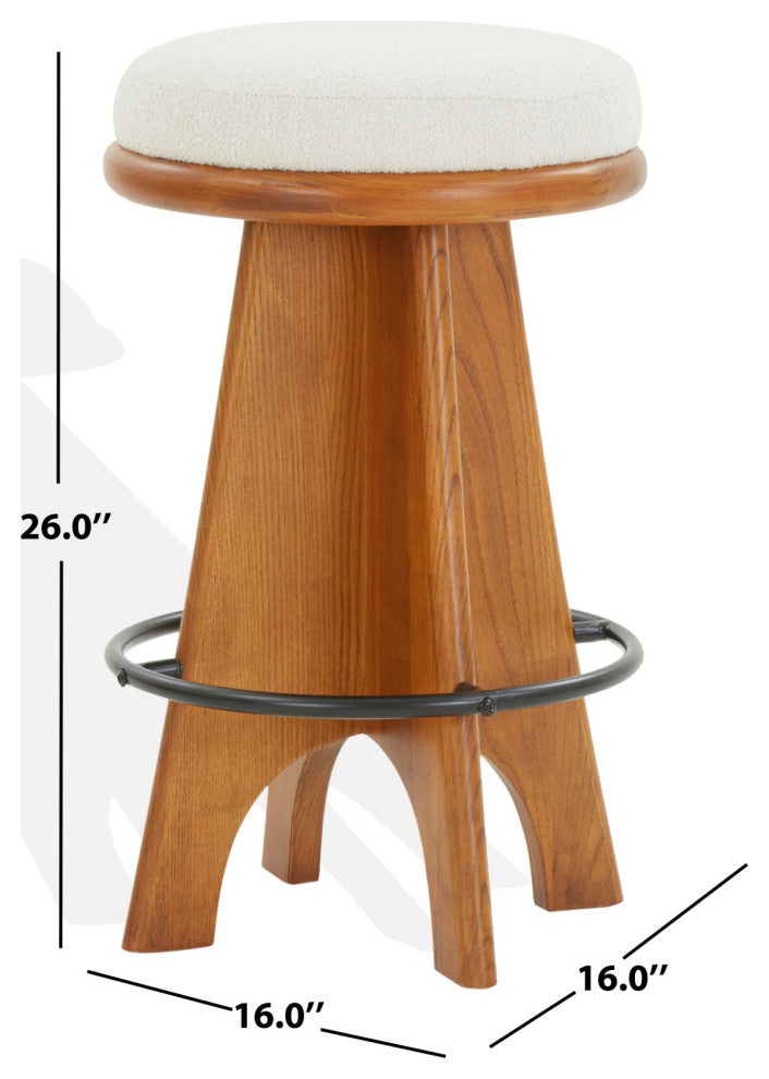 Safavieh Couture Bellarita Swivel Counter Stool, Ivory/Walnut