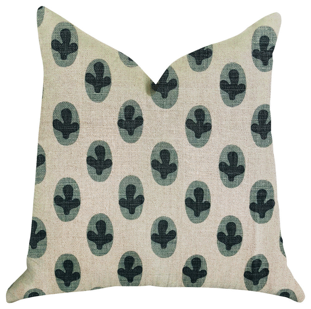 Cacti Pear in Green and Beige Color Luxury Throw Pillow, 18"x18"