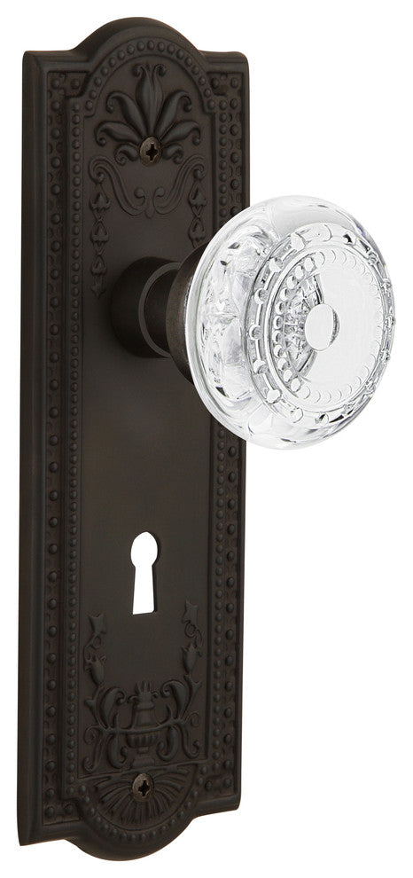 Meadows Plate Double Dummy, Keyhole Crystal Meadows Knob, Oil-Rubbed Bronze