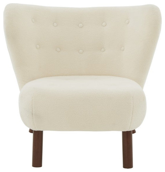 Safavieh Couture Gabriel Modern Wingback Chair Ivory / Dark Brown