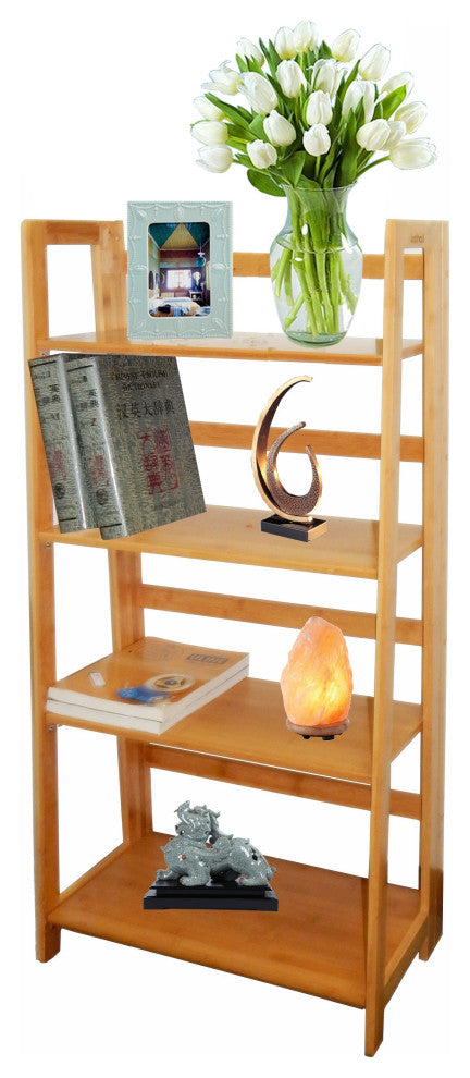 Timber Valley Multi-functional 4 Tier Bamboo Bookcase Shoe Rack Storage Shelves