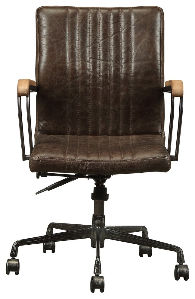 ACME Joslin Executive Office Chair, Distress Chocolate Top Grain Leather