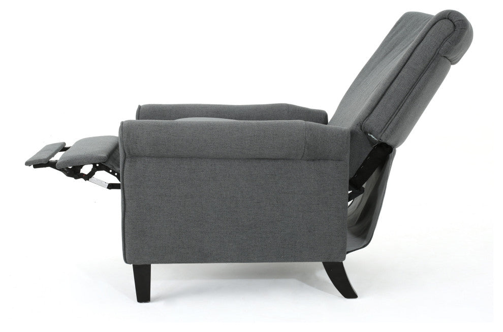 GDF Studio Charlene Traditional Fabric Recliner Chair, Charcoal