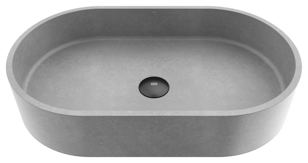 VIGO Sagrada 24"L x 14"W x 5"H Concreto Stone Oval Bathroom Vessel Sink