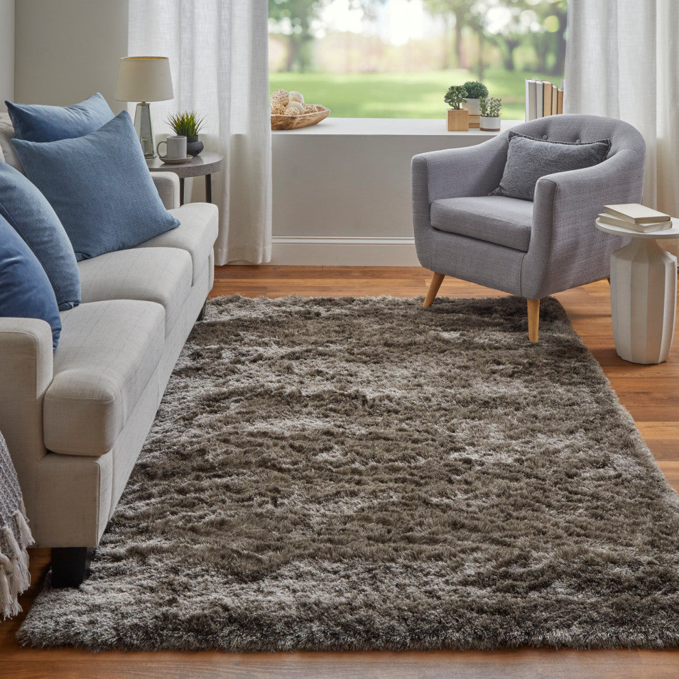 Weave & Wander Armada Plush Shag Rug, Gray, 4'9"x7'6"