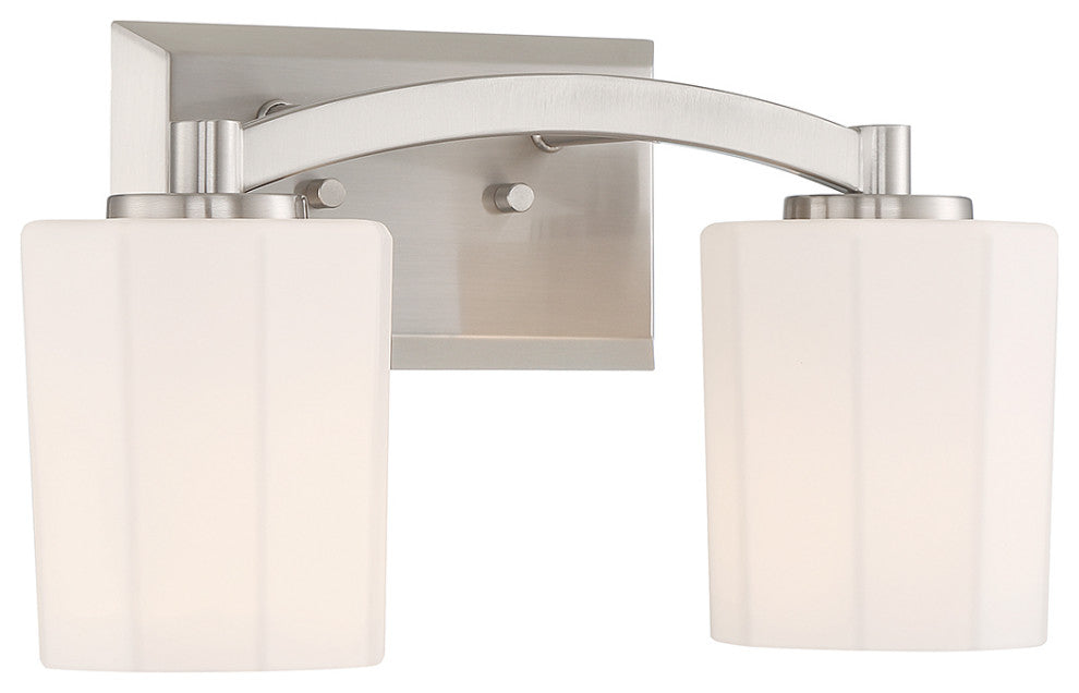 Whitney 2-Light Bathroom Vanity Light, Matte Black, Satin Nickel