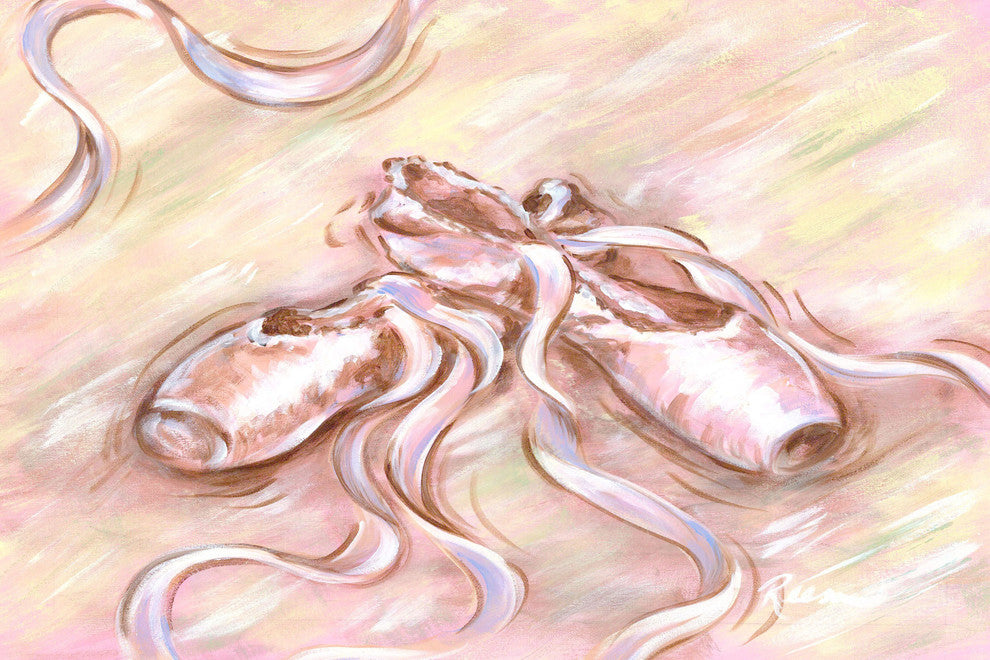 Marmont Hill, "Toe Shoes" by Reesa Qualia Painting on Wrapped Canvas, 18x12