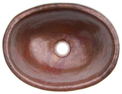 Natural Hammered Oval Bathroom Copper Sink
