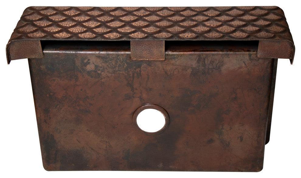 33" Farmhouse One Bowl Squama Apron Hammered Copper Kitchen Sink, 16 Gauge