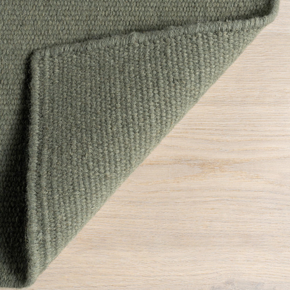 Elowen Double Striped Wool Area Rug, Sage Green 3'x5'