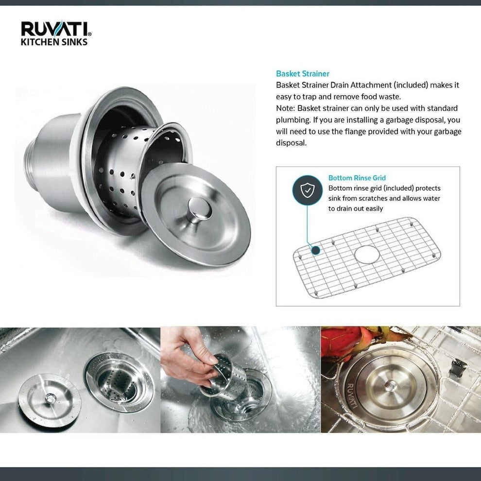 Ruvati 16" Undermount Bar Prep Sink Stainless Steel, RVH7111