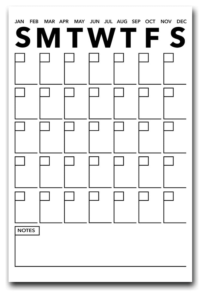 Ready2HangArt Modern Dry Erase Monthly Calendar on ArtPlexi, 30"x20"