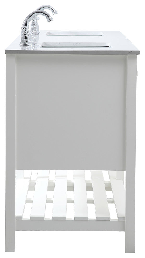 White 72" Double Sink Bathroom Vanity