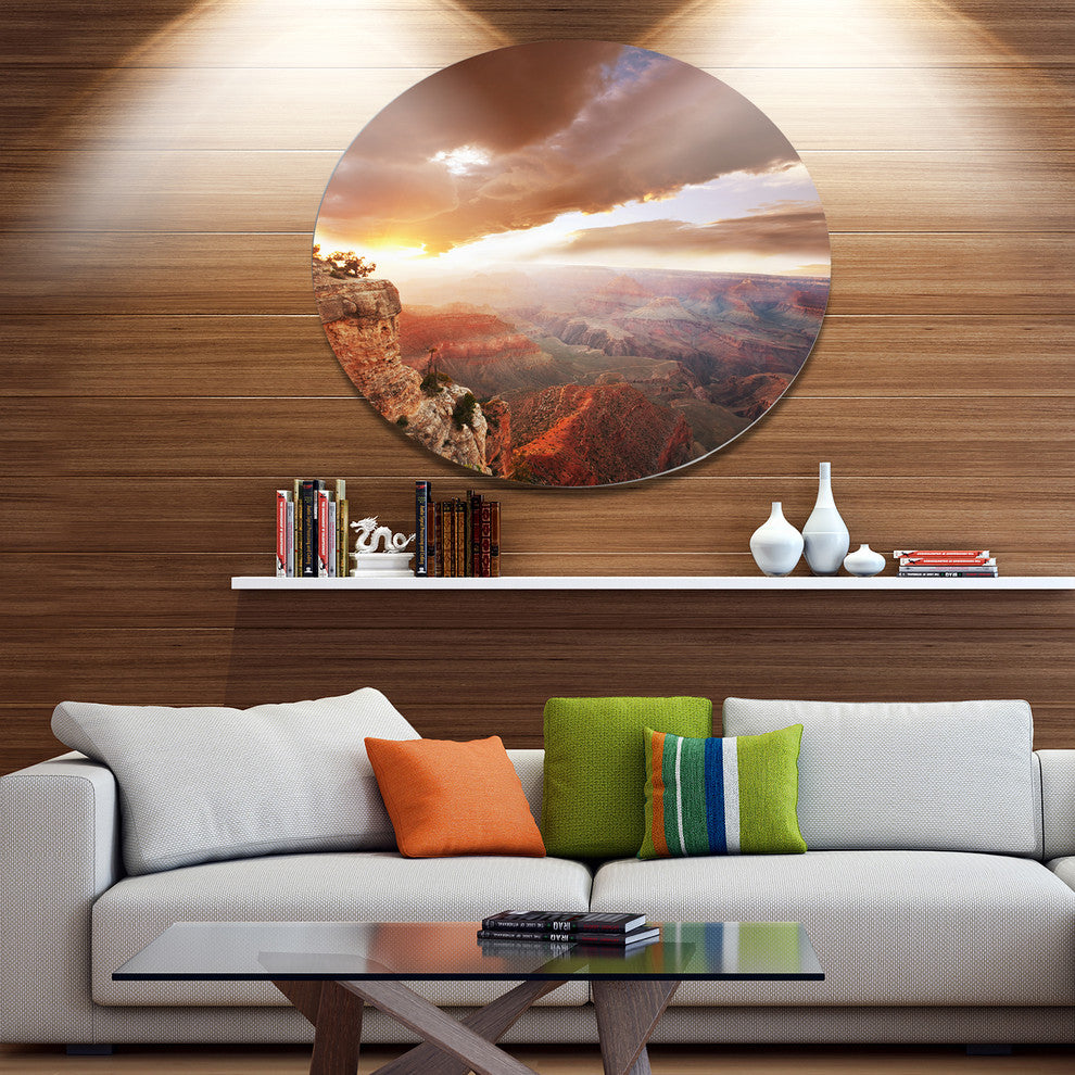 Grand Canyon Under Thunderstorm Sky, Landscape Round Wall Art, 36"