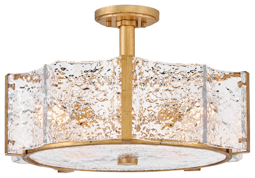Fredrick Ramond Florian Medium Semi-Flush Mount, Distressed Brass