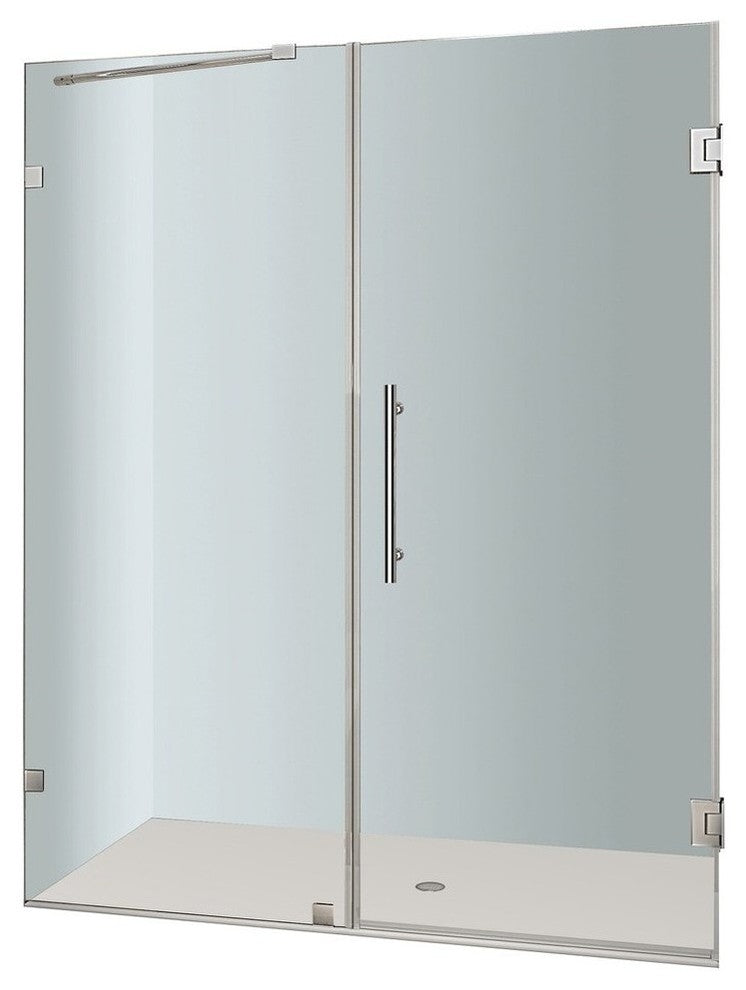 Aston Nautis 60"x72" Completely Frameless Hinged Shower Door, Stainless Steel