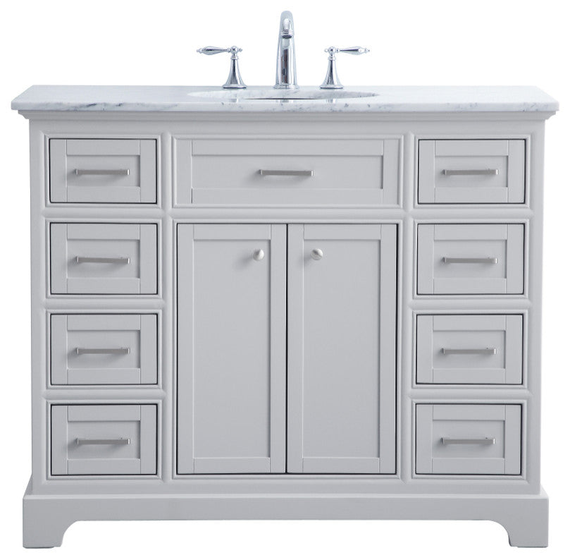 Amber Single Bathroom Vanity, Blue, Light Grey, 42"