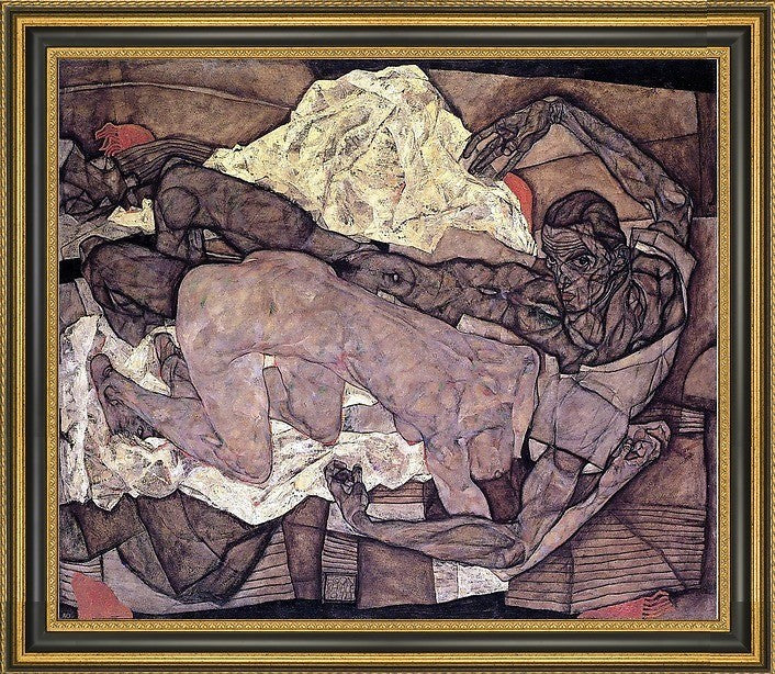 Egon Schiele Lovers: Man and Woman I - 20" x 25" Framed Premium Canvas Print