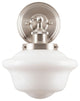 Lavagna 1 Light Schoolhouse Wall Sconce with Milk Glass, Brushed Nickel