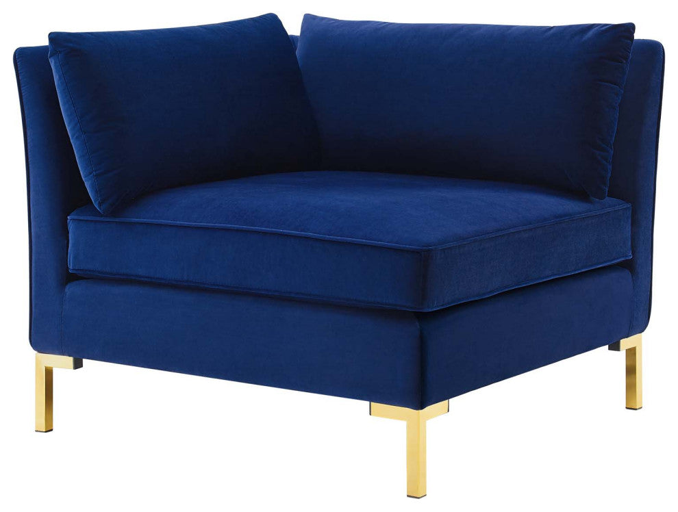 Sectional Sofa Set, Velvet, Blue Navy, Modern, Living Lounge Hotel Hospitality