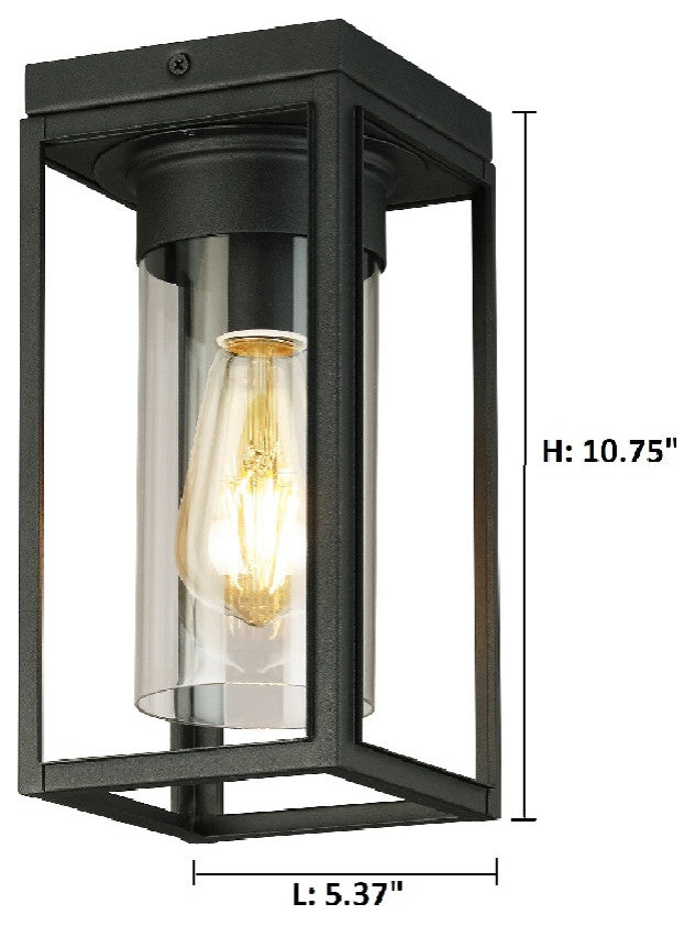 Walker Hill 1-Light Outdoor Ceiling Light, Matte Black, Matte Black