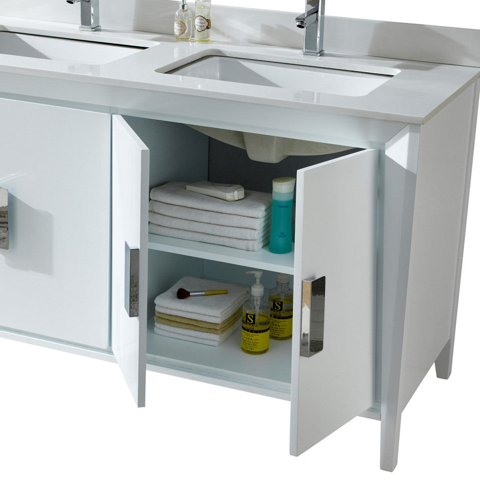 Fine Fixtures Imperial II 60" Double Sink Vanity, White, With Mirror