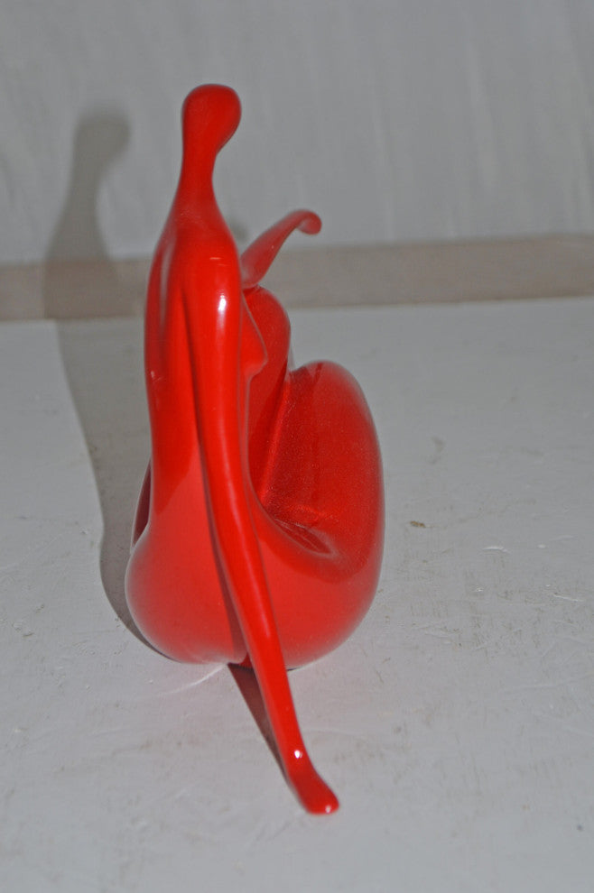 Modern Art Medium Red Women on the Beach Resin Statue - Size: 14" x 4" x 9"H