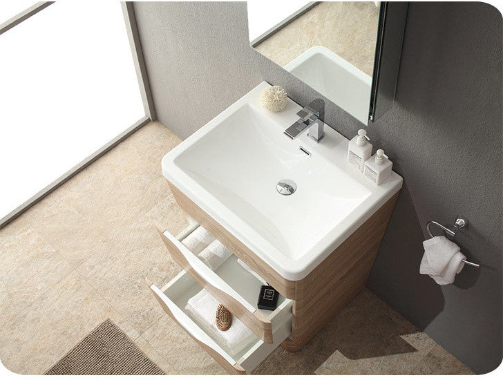 Milano 26" White Oak Modern Bathroom Vanity With Medicine Cabine, FFT3071BN