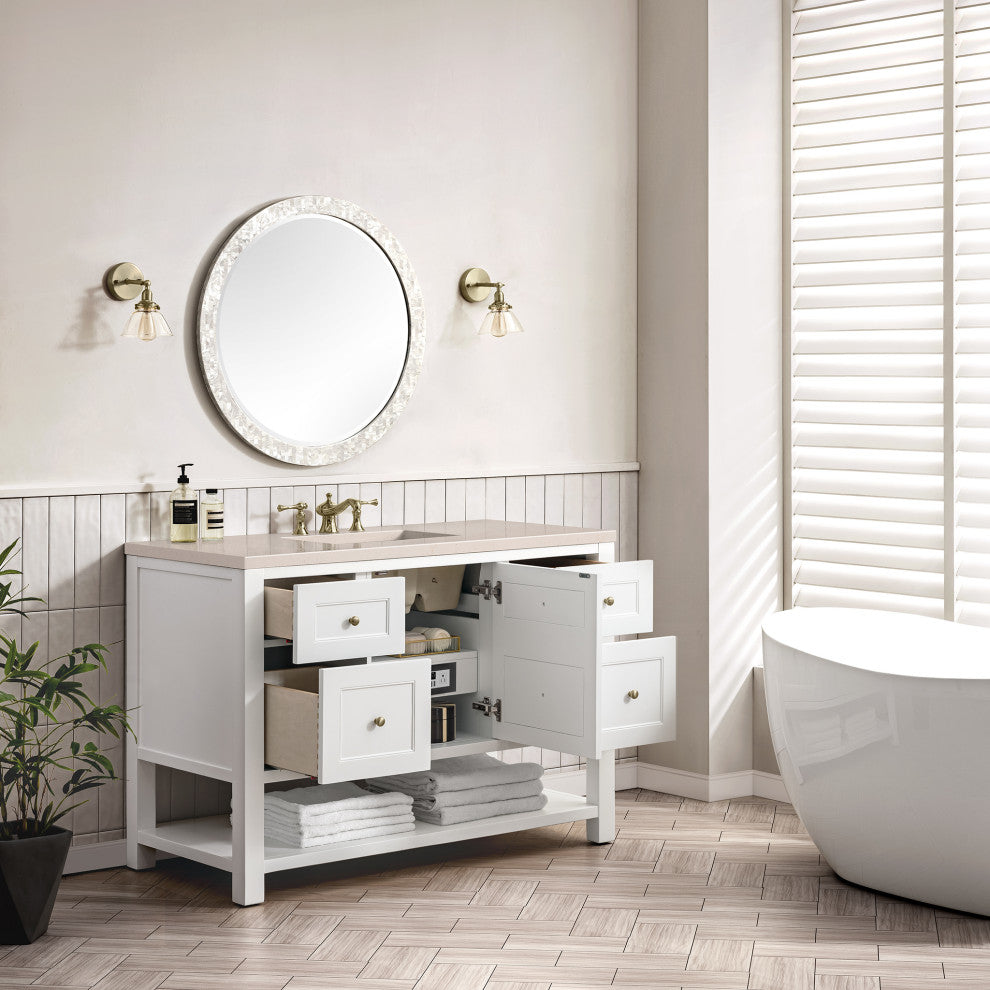 Breckenridge 48" Single Vanity, Bright White, 3CM Eternal Marfil Top