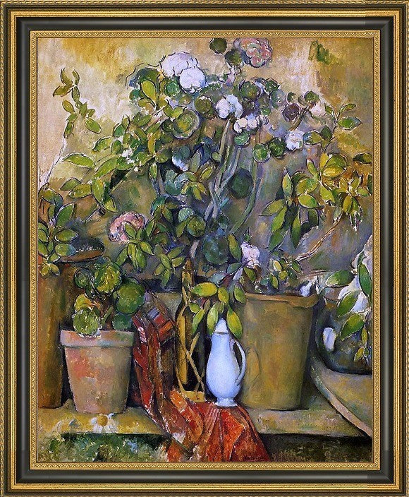 Paul Cezanne Potted Plants Framed Premium Canvas Print, 16"x20"