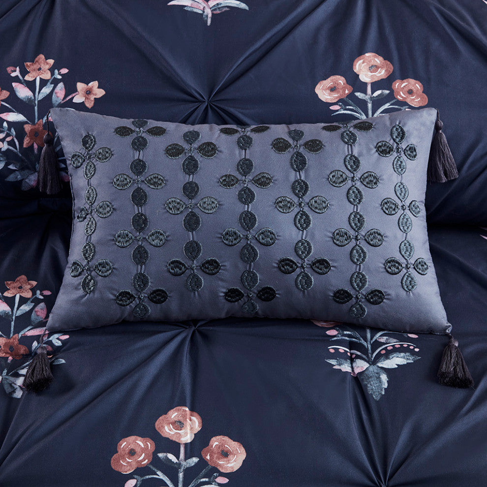 Madison Park Marfa 4 Piece Pintuck Comforter Set With Throw Pillow