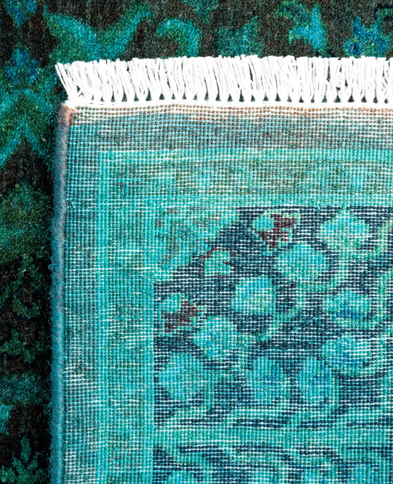 Overdyed One-of-a-Kind Hand-Knotted Area Rug Green, 2' 8" x 10' 7"
