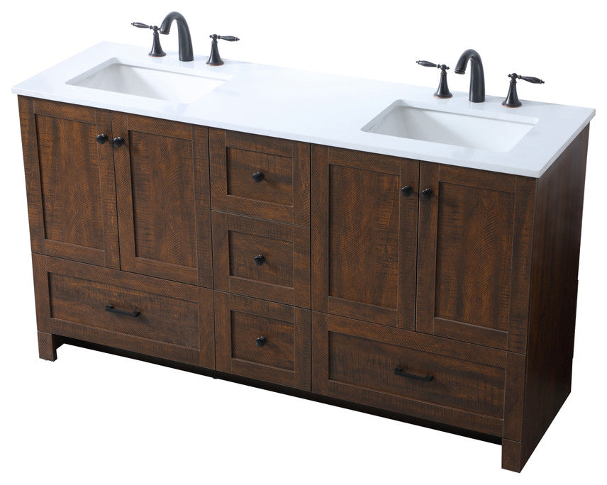 60" Double Bathroom Vanity, Expresso, 60