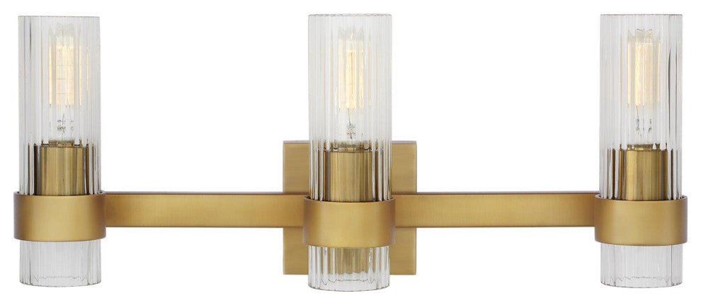 Geneva 3-Light Vanity, Burnished Brass