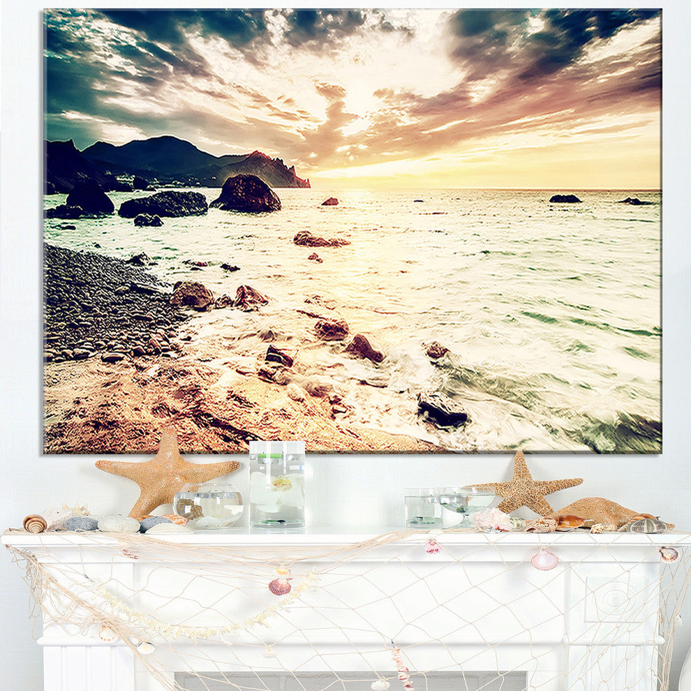 "Summer Seascape With Scenic View" Seascape Wall Art, 32"x16"