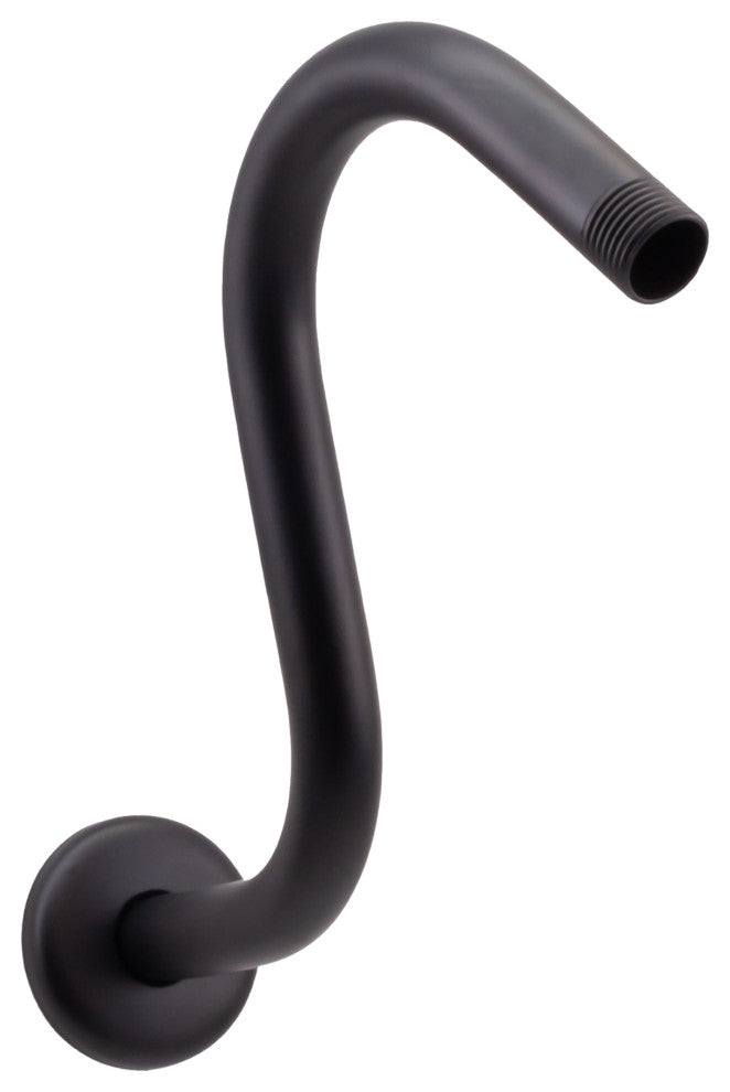 8" S-Shaped Shower Arm And Flange, Powder Coated Flat Black