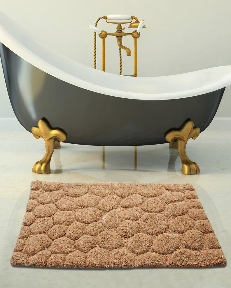 Bath Rug Cotton, GSF 200, Pattern Pebbles, Beige, 50"x30"
