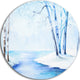 River In Snowy Winter, Landscape Disc Metal Artwork, 23"