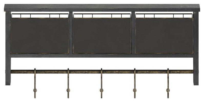 Daly Wall Mounted 24"Solid Pine Wood Coat Rack, Black Wash