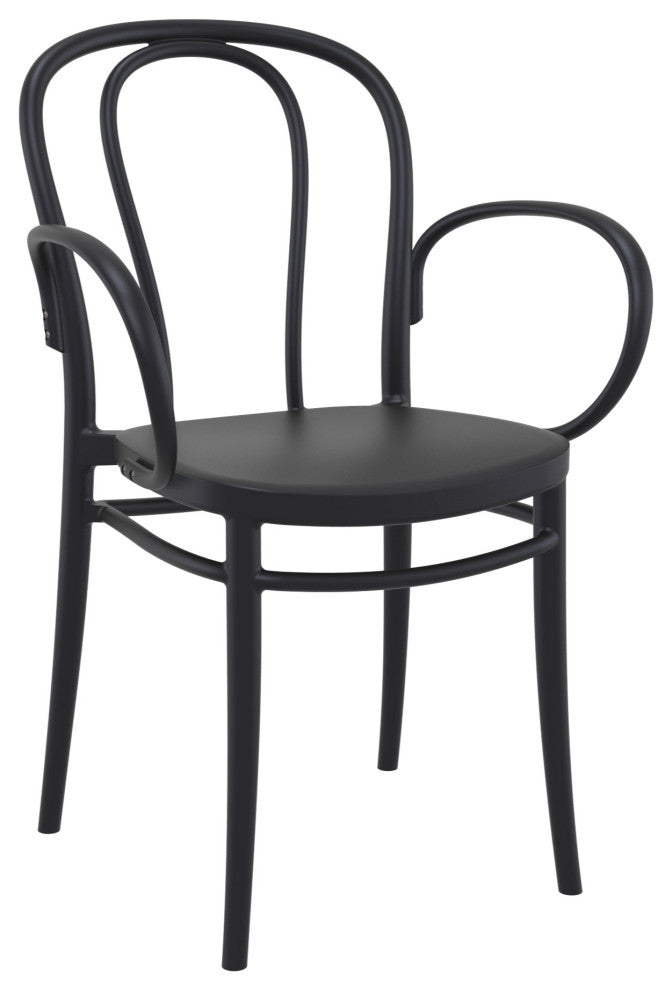 Victor XL Resin Outdoor Arm Chair Black, Set of 2