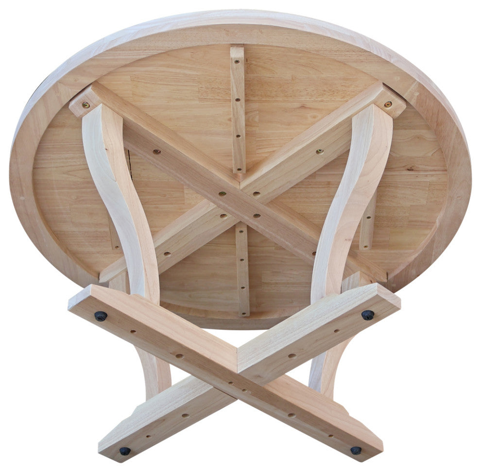 LaCasa Solid Wood Round Coffee Table, Unfinished