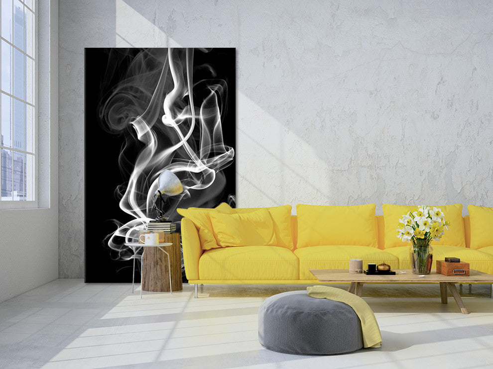 "Black Smoke Abstract" Fine Art Canvas Print, 54"x84"