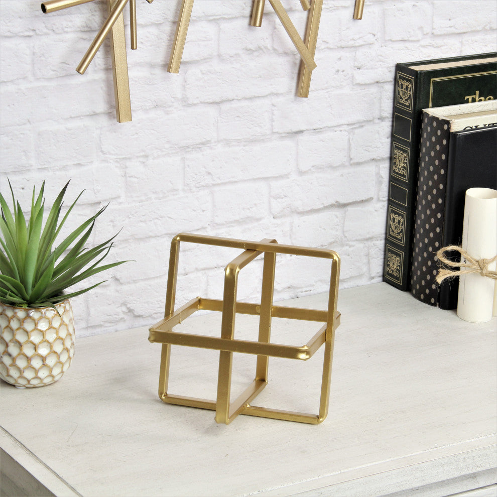Alle Golden Geometric Decor Cube - Large