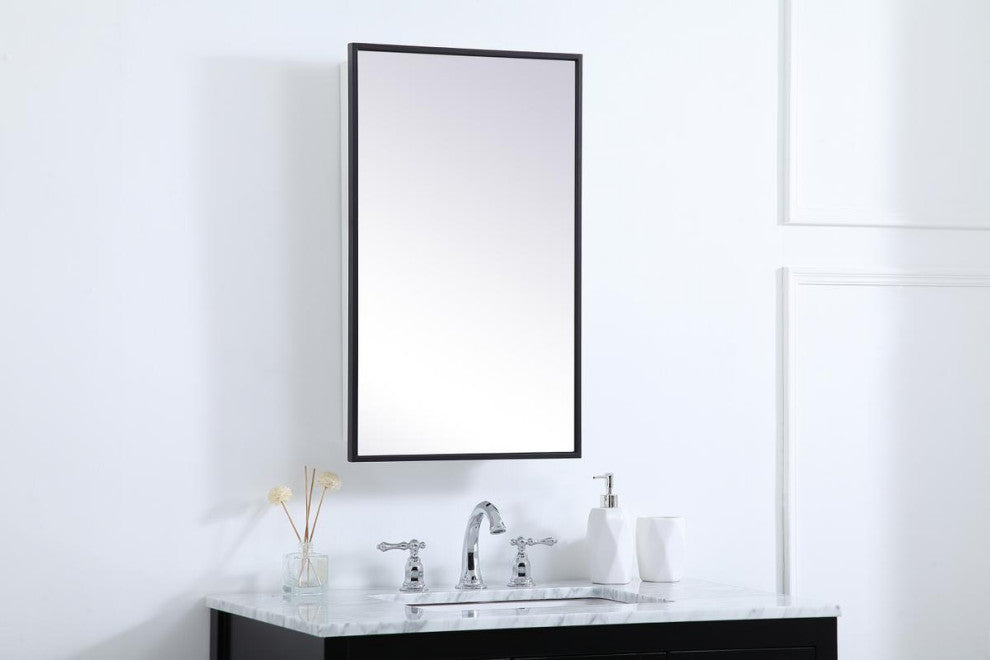 Metal Mirror Medicine Cabinet 17"x28", Black Finish