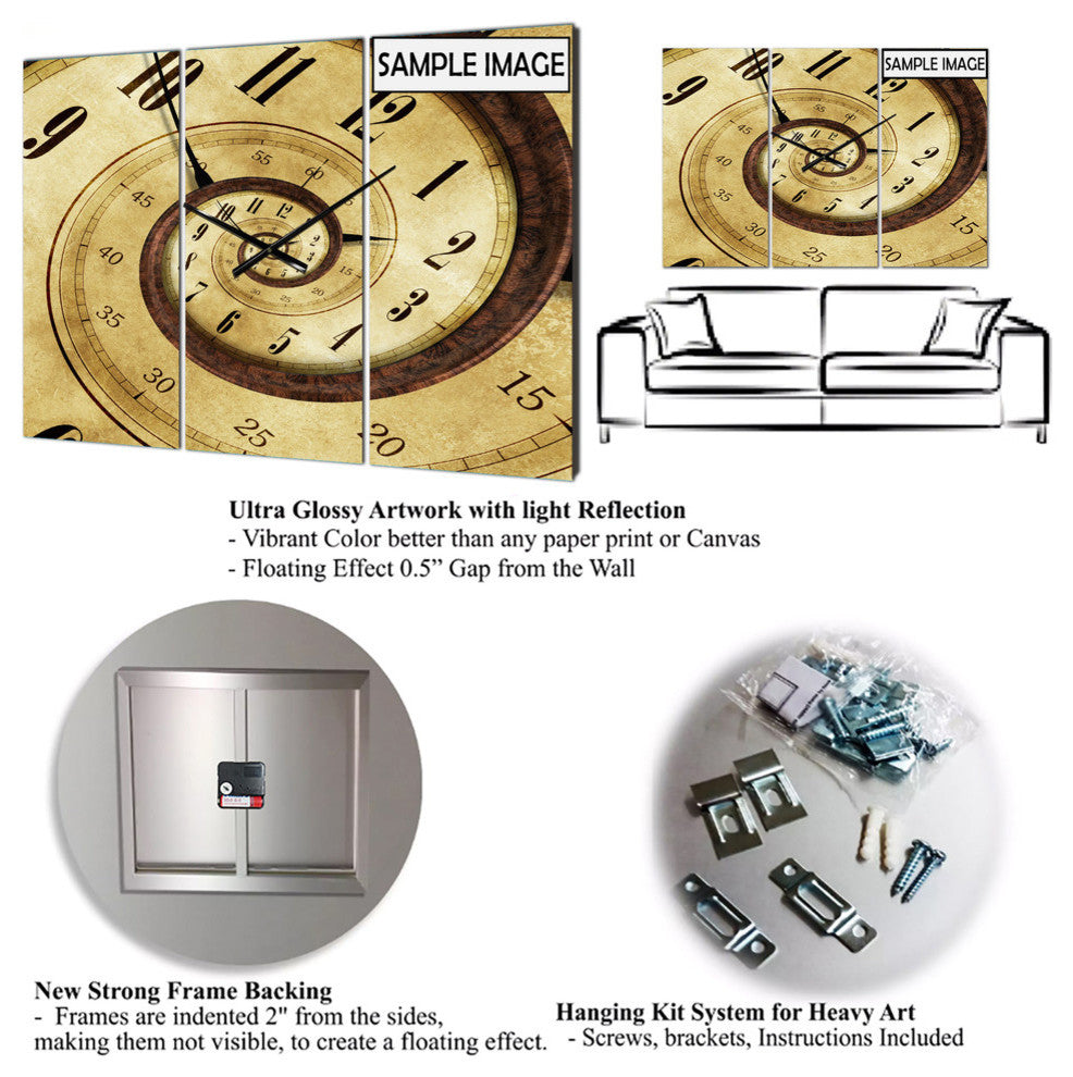 Futuristic Crystal Background Modern and Contemporary 3 Panels Clock