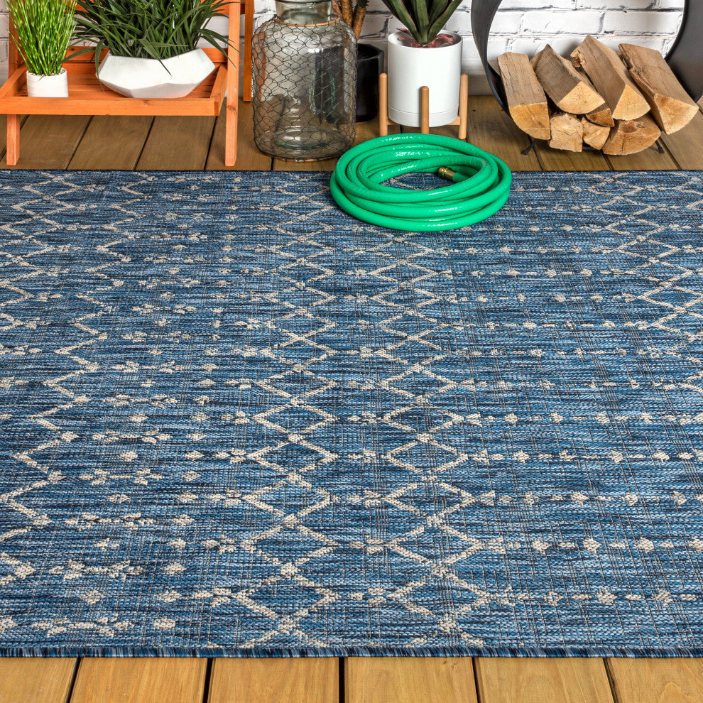 Ourika Moroccan Geometric Textured Weave Indoor/Outdoor Area Rug