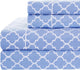 Percale Meridian 100% Cotton Sheet Set, Periwinkle and White, Split King
