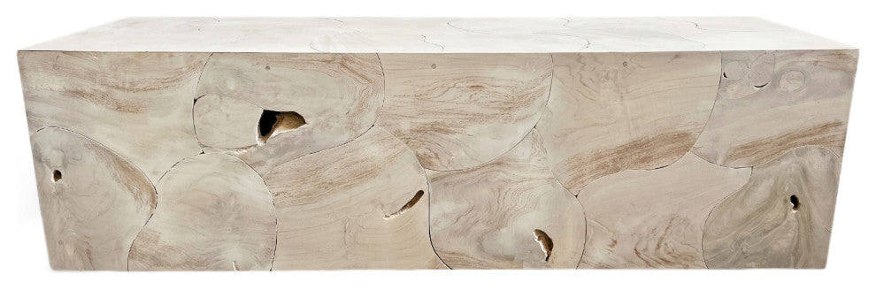 Salvaged Washed Teak Root Bench Table