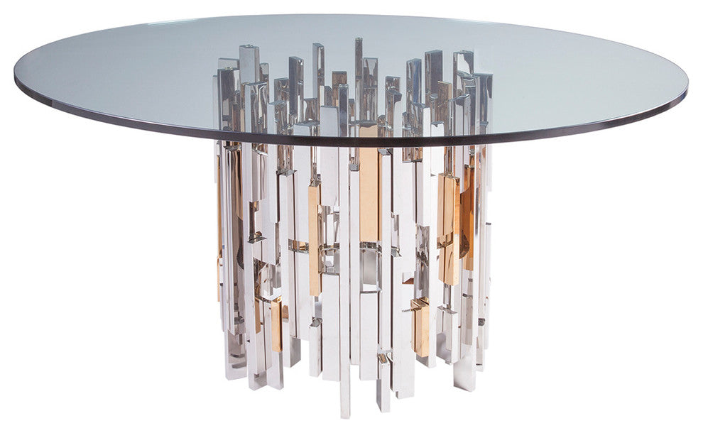Cityscape Round Dining Table With Glass Top
