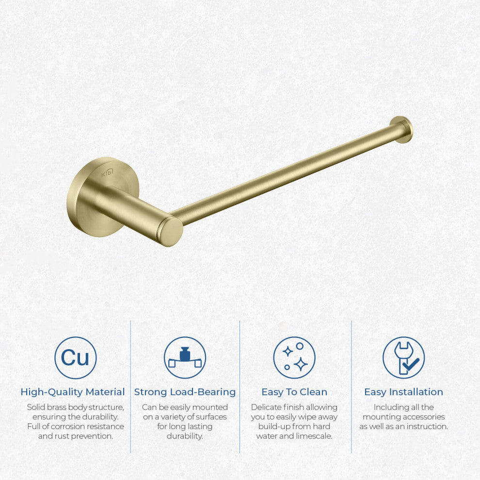 Circular 10" Bathroom Towel Bar KBA1403, Brush Gold